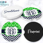Lime And Navy Monogram Car Coasters