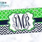 Lime And Navy Monogram License Plate