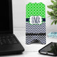 Lime And Navy Monogram Mouse Pad And Coaster Desk Set