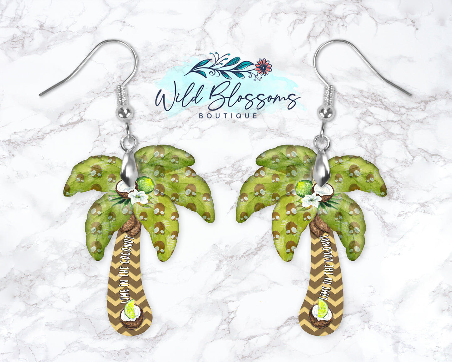 Lime In The Coconut Palm Tree Drop Earrings