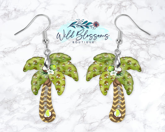 Lime In The Coconut Palm Tree Drop Earrings