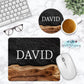 Live Edge Wood And Black Stone Personalized Mouse Pad And Coaster Desk Set