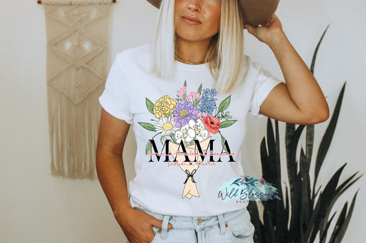 Custom Birth Flowers Mother's Day Graphic Tee