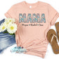 Faux Embroidery Boho Floral Aqua Custom Name Mother's Day Graphic Tee
