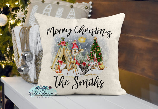 Personalized Christmas Critters Pillow