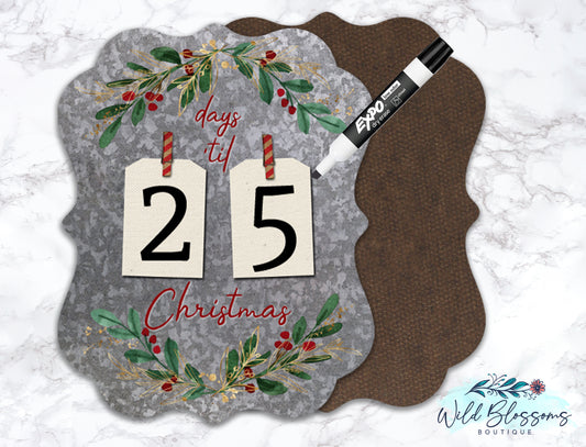 Metal And Holy Days Until Christmas Dry Erase Board