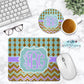 Mint, Purple And Gold Monogram Mouse Pad And Coaster Desk Set