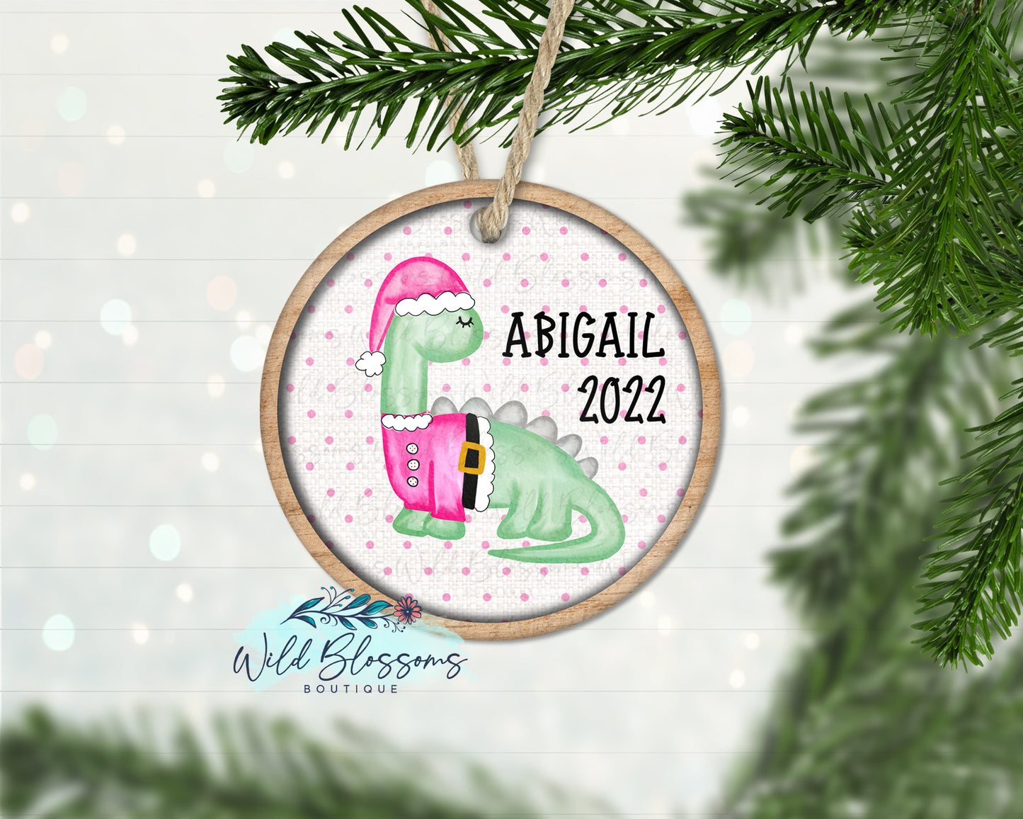 Boy or Girl Christmas Dinosaur Ornament