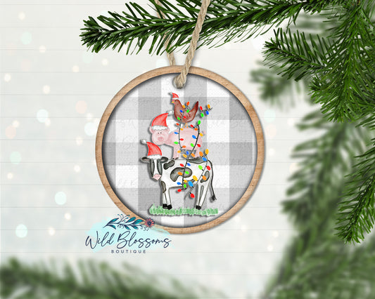 Stacked Christmas Farm Animals Ornament