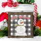Wooden Painted Snowman Merry Christmas Square Ornament