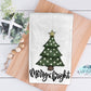 Merry And Bright Christmas Tree Kitchen Towel