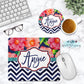 Navy Floral Personalized Mouse Pad And Coaster Desk Set