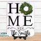 Wooden Home Boxwood Wreath Family Name Sign