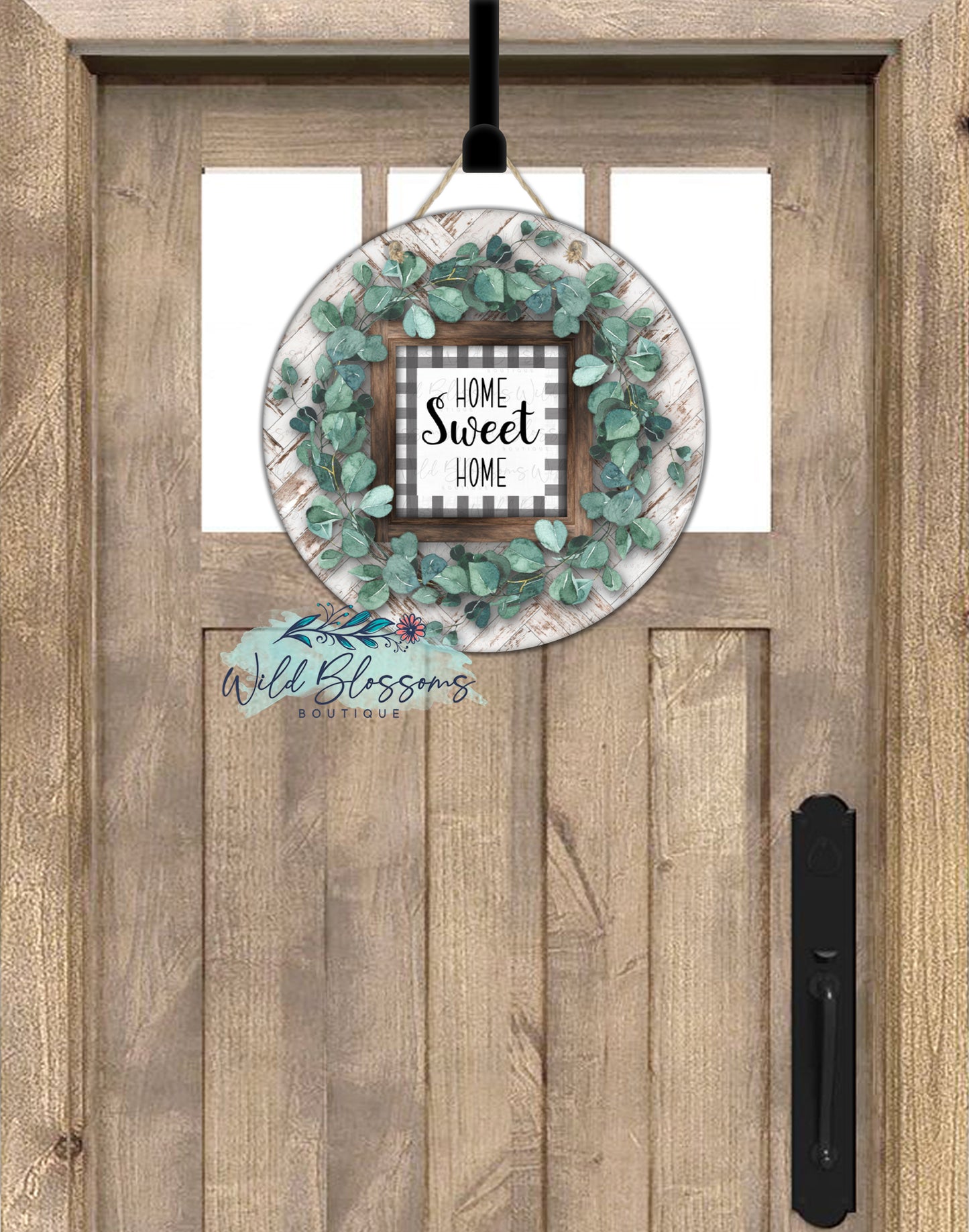 Wooden Rustic Eucalyptus Wreath Round Door Hanger