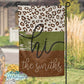 Olive Wooden Leopard Print Garden Flag