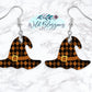 Orange And Black Plaid Witch Hat Drop Earrings