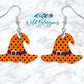 Orange And Black Polka Dot Witch Hat Drop Earrings