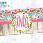 Pink And Wooden Floral Wreath License Plate