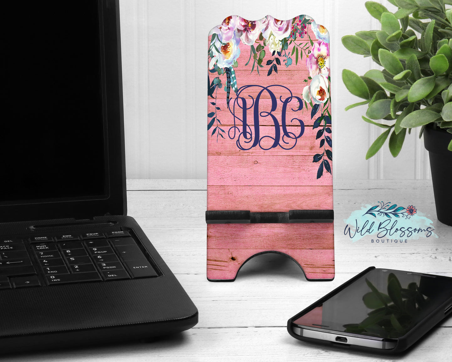 Pink Wooden Peony Personalized Mouse Pad And Coaster Desk Set