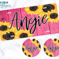 Pink Wooden Sunflower License Plate