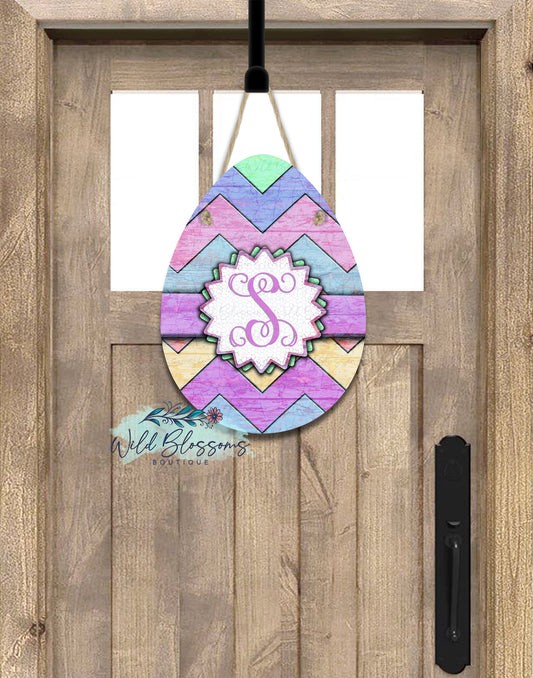 Pastel Wooden Chevron Easter Egg Door Hanger