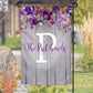 Purple Wooden Floral Garden Flag