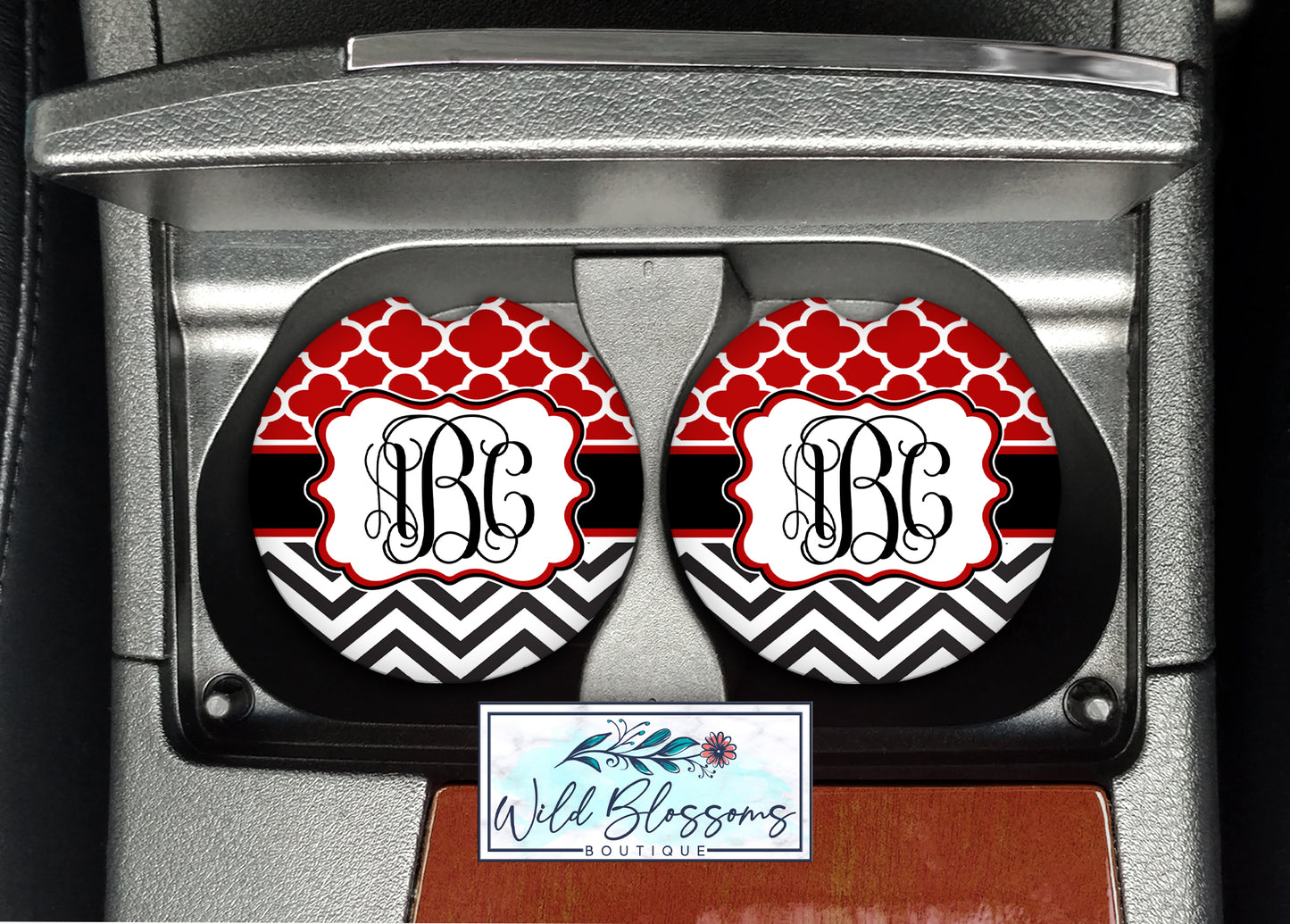 Red And Black Monogram License Plate