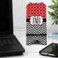 Red And Black Monogram Mouse Pad And Coaster Desk Set