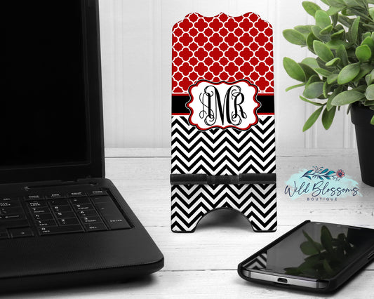 Red And Black Monogram Phone Stand