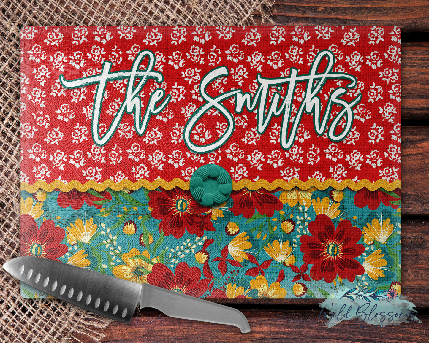 Red And Teal Farmhouse Kitchen Towel