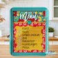 Red And Teal Floral Farmhouse Glass Cutting Board