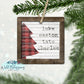 Rustic Wooden Red Buffalo Plaid Christmas Tree Family Name Ornament