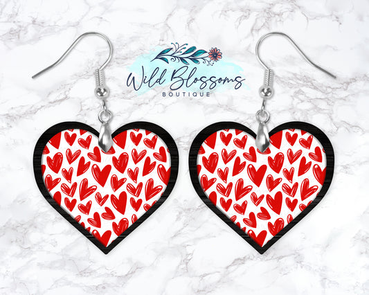 Red Heart Drop Earrings