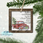 Rustic Wooden Red Truck Family Name Ornament