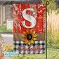 Red Wooden Buffalo Plaid Sunflower Garden Flag