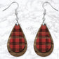 Buffalo Plaid Wooden Drop Earrings