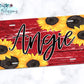 Red Wooden Sunflower License Plate