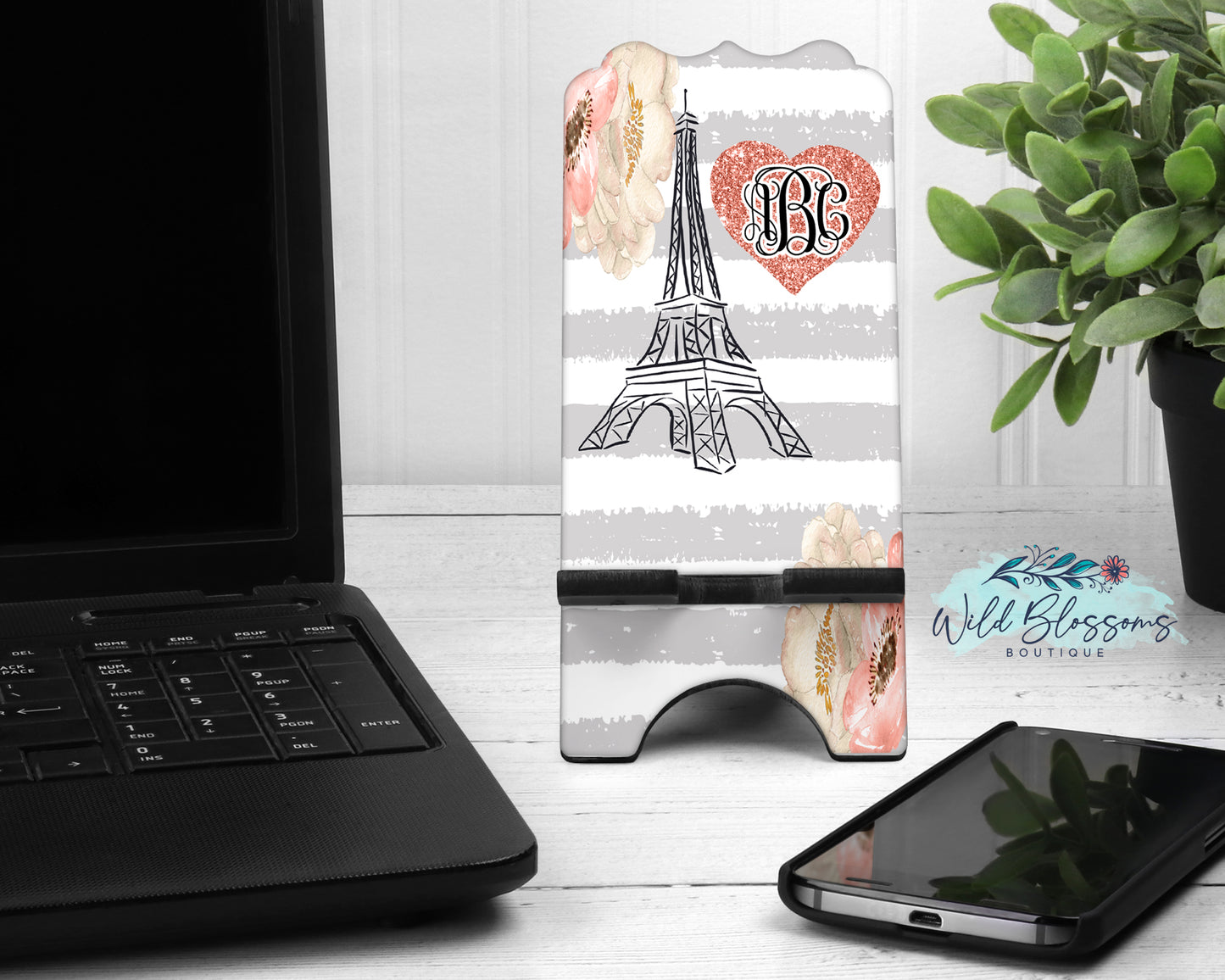 Rose Gold Eiffel Tower Personalized Mouse Pad And Coaster Desk Set