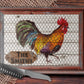 Wooden Frame And Chicken Wire Rooster Glass Cutting Board
