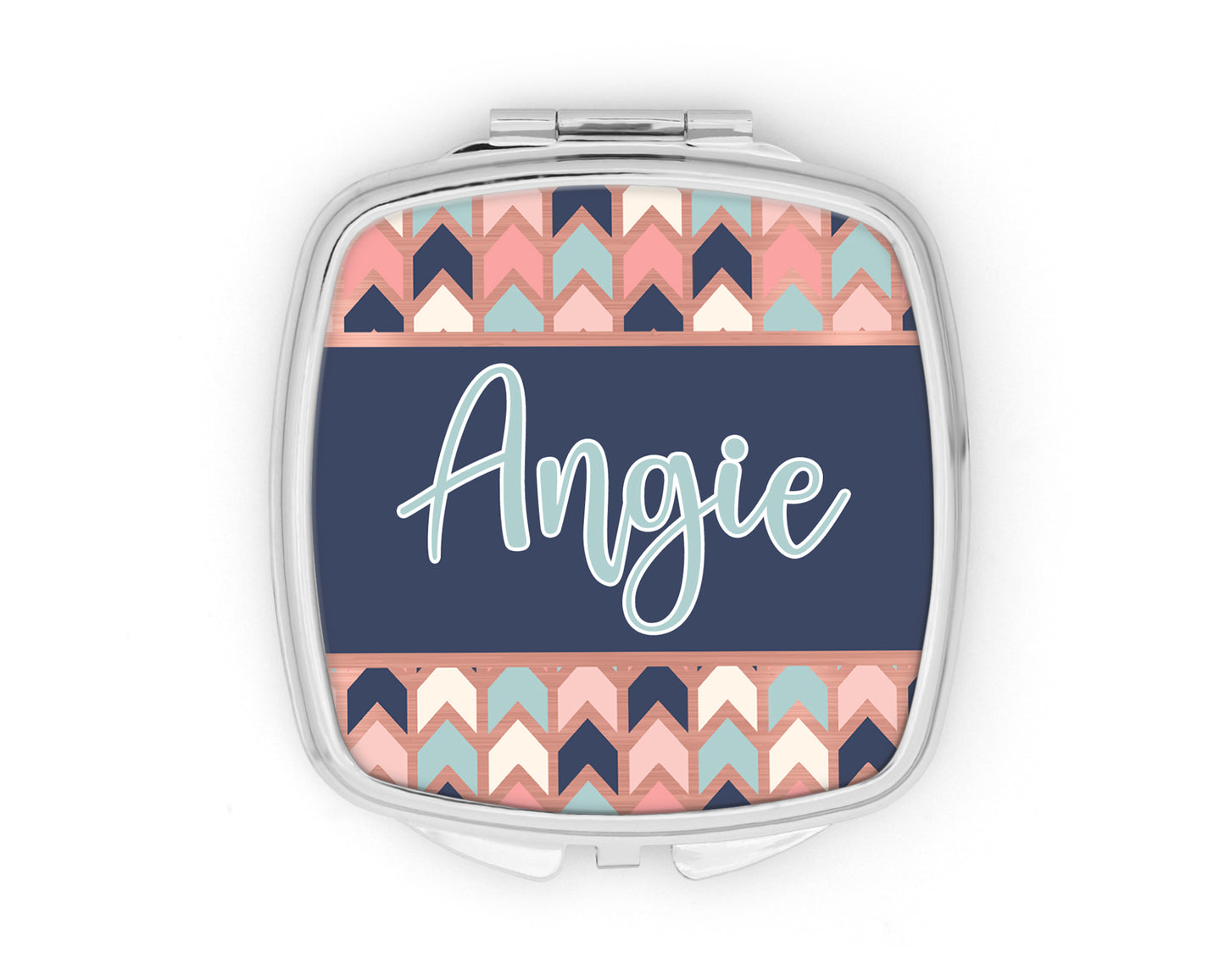 Rose Gold Mint and Navy Mirror Compact