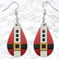 Santa Suit Leather Look Drop Earrings