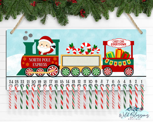 Santa Train Christmas Countdown Advent Door Hanger