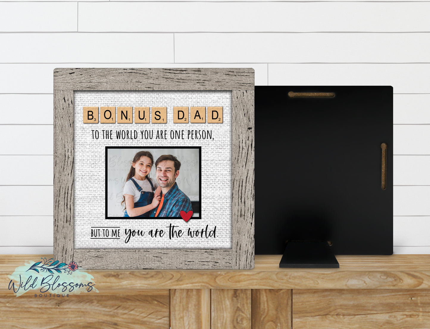 Stepdad | Bonus Dad Scrabble Tile Photo Picture Frame