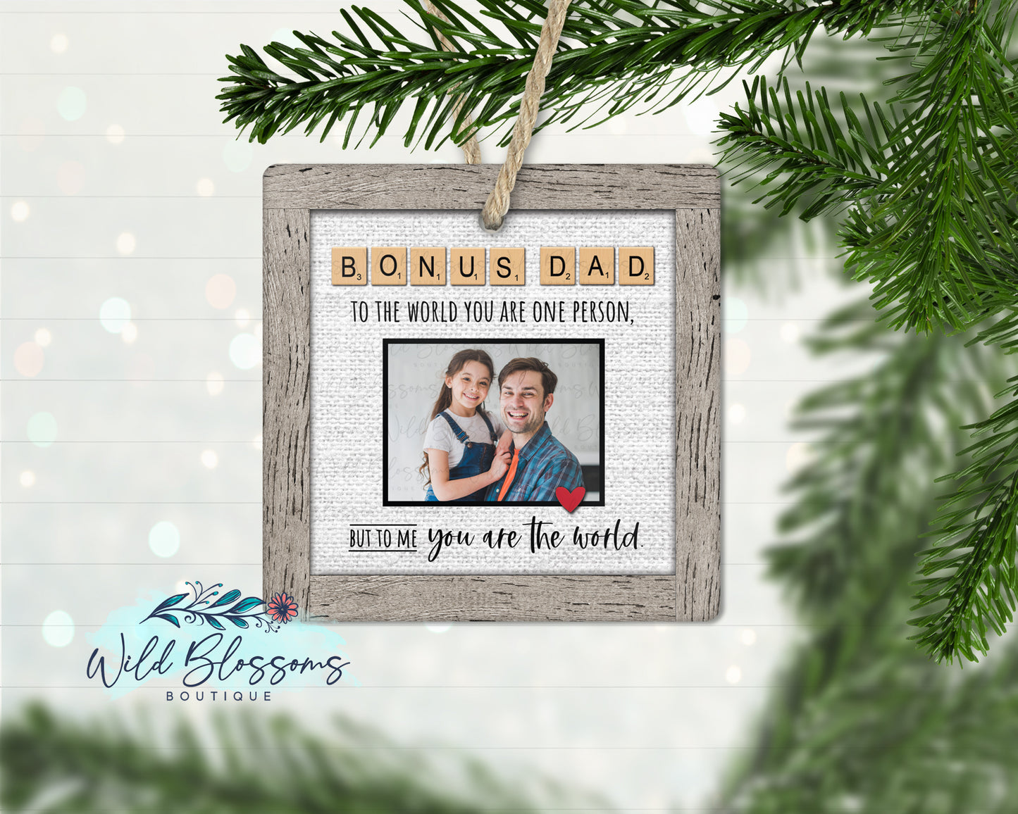 Stepdad | Bonus Dad Scrabble Tile Photo Ornament