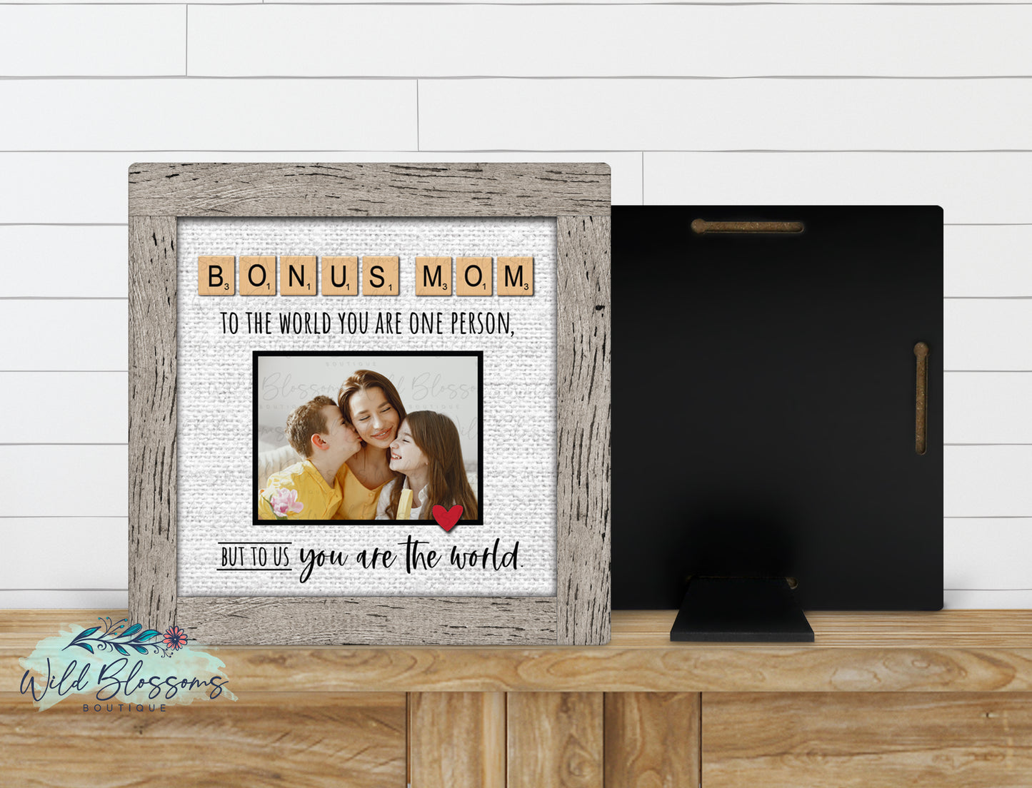 Stepmom | Bonus Mom Scrabble Tile Photo Picture Frame