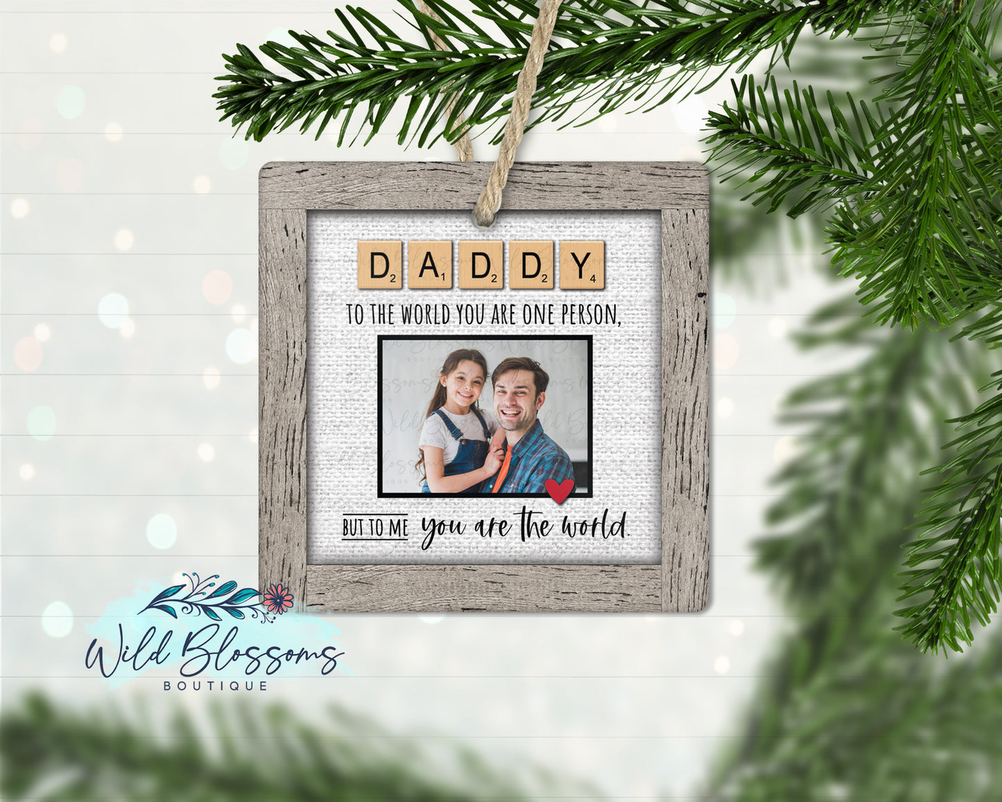 Dad | Daddy Scrabble Tile Photo Ornament