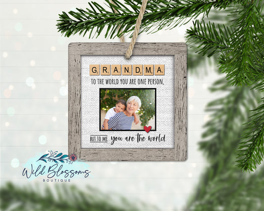 Grandma | Mimi | Nana | Nanny | Nonna Scrabble Tile Photo Ornament