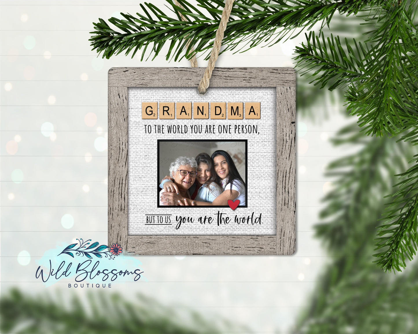 Grandma | Mimi | Nana | Nanny | Nonna Scrabble Tile Photo Ornament