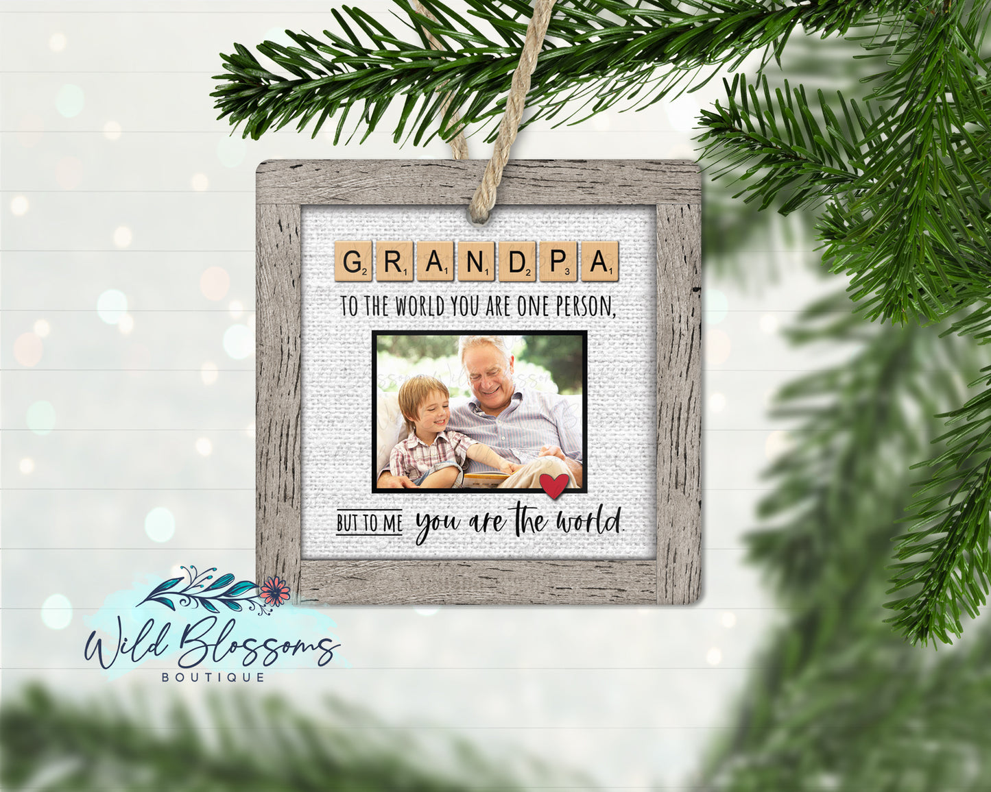 Grandpa | Papa |  Papaw |Pop | Pop Pop | Poppy Scrabble Tile Photo Ornament