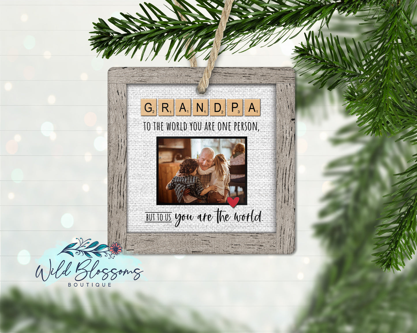 Grandpa | Papa |  Papaw |Pop | Pop Pop | Poppy Scrabble Tile Photo Ornament